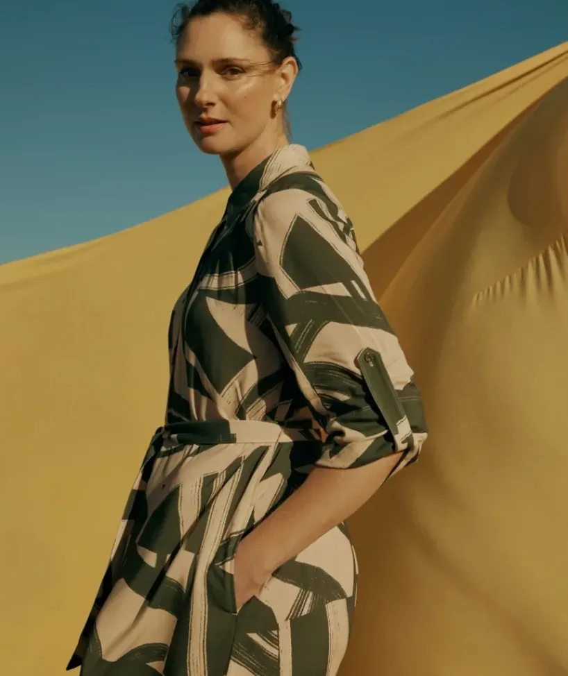 Abstract Print Midi Shirt Dress<Sussan Hot