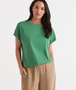 Australia Cotton Extended Roll Cuff Tee<Sussan Best