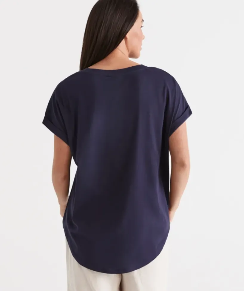 Australia Cotton Extended Roll Cuff Tee<Sussan Best