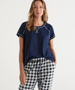Australian Cotton Contrast Trim Pyjama Top<Sussan New