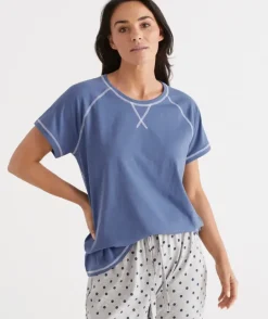 Australian Cotton Contrast Pyjama Top<Sussan Best