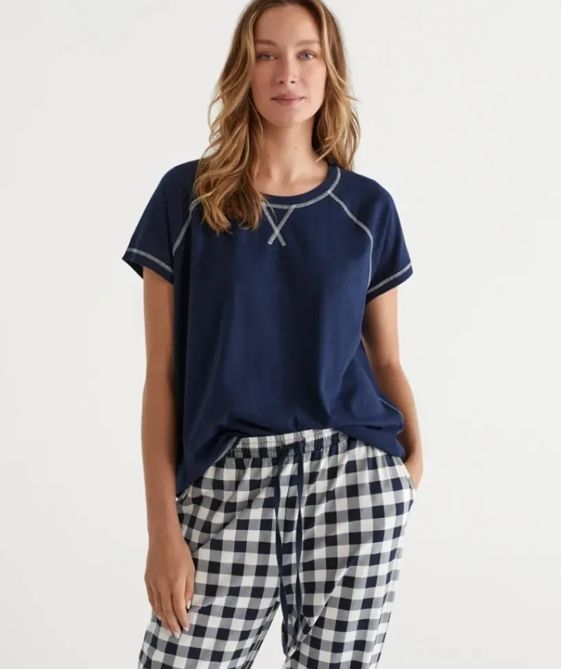 Australian Cotton Contrast Trim Pyjama Top<Sussan New