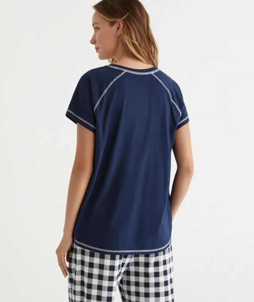 Australian Cotton Contrast Trim Pyjama Top<Sussan New