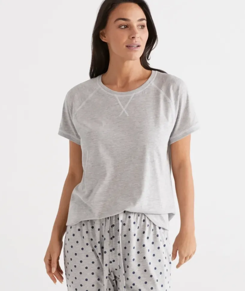 Australian Cotton Contrast Pyjama Top<Sussan