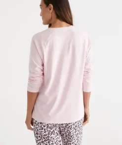 Australian Cotton Contrast Trim Pyjama Long Sleeve Top<Sussan