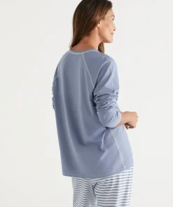 Australian Cotton Contrast Trim Pyjama Long Sleeve Top<Sussan Outlet