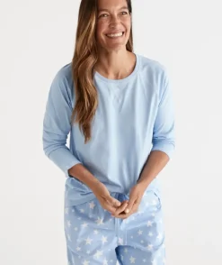 Australian Cotton Contrast Trim Pyjama Long Sleeve Top<Sussan Best