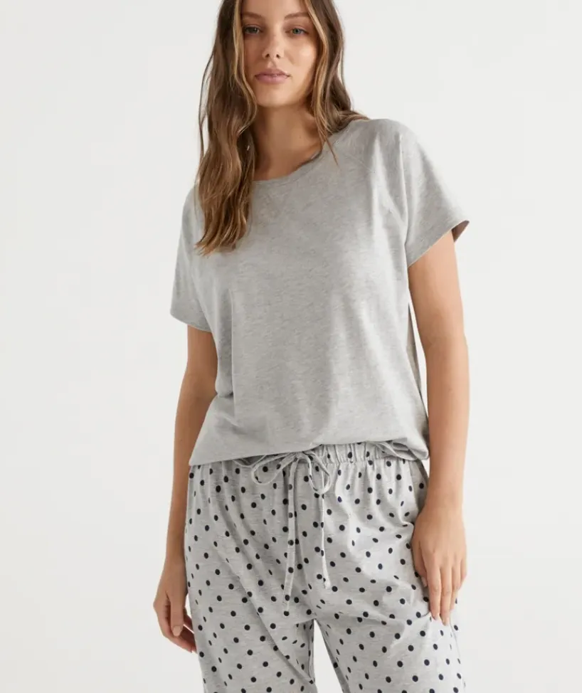 Australian Cotton Contrast Trim Pyjama Top<Sussan