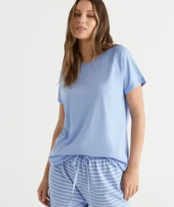 Australian Cotton Contrast Trim Pyjama Top<Sussan