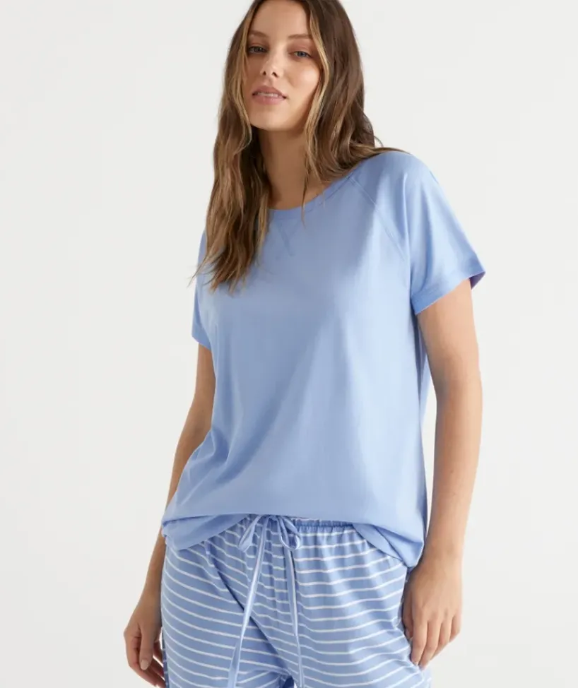 Australian Cotton Contrast Trim Pyjama Top<Sussan
