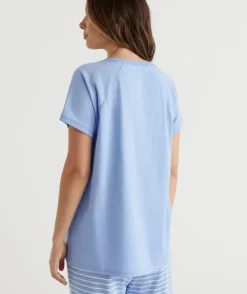 Australian Cotton Contrast Trim Pyjama Top<Sussan