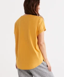 Australian Cotton Extended Roll Cuff Tee<Sussan New