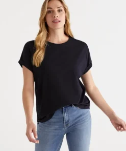 Australian Cotton Extended Roll Cuff Tee<Sussan New