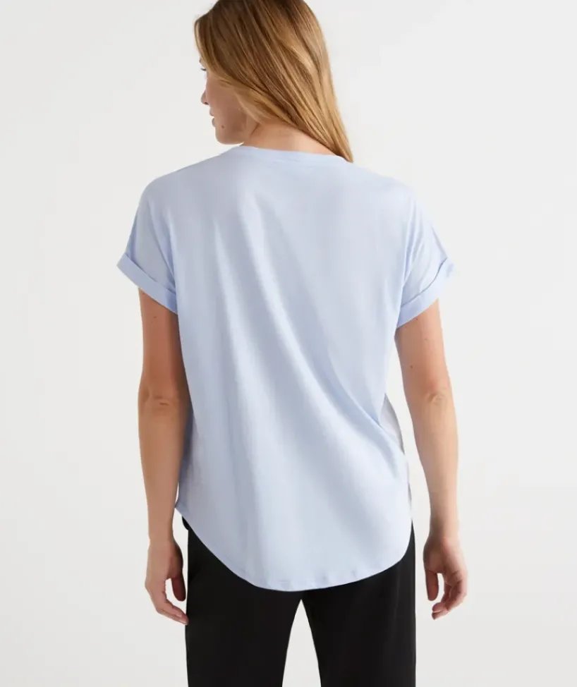 Australian Cotton Extended Roll Cuff Tee<Sussan Best