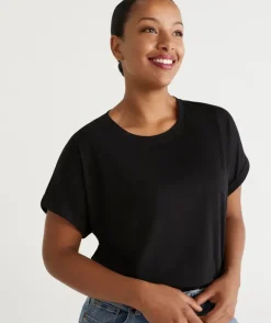 Australian Cotton Extended Roll Cuff Tee<Sussan Clearance