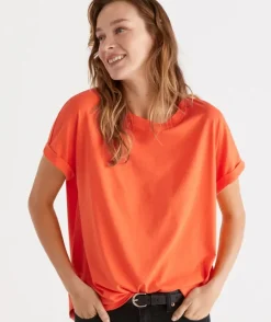 Australian Cotton Extended Roll Cuff Tee<Sussan Clearance