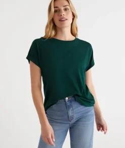 Australian Cotton Extended Roll Cuff Tee<Sussan Clearance