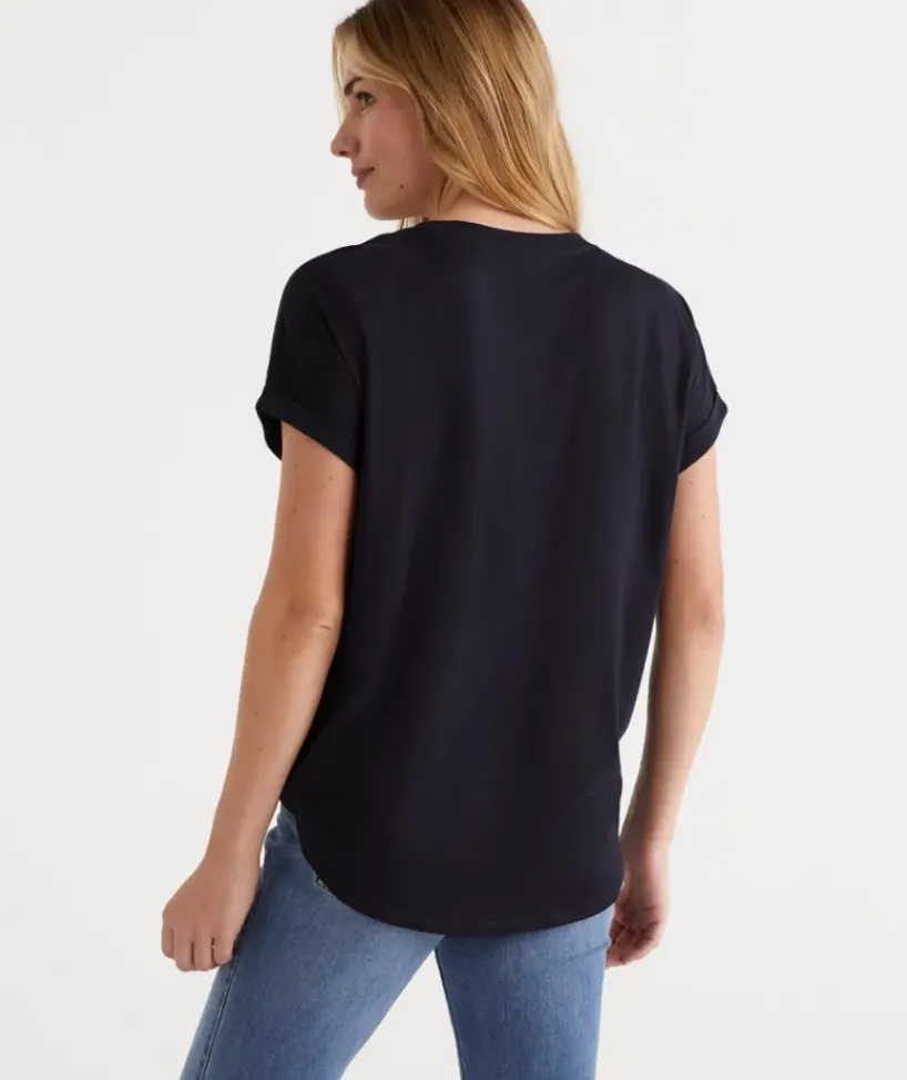 Australian Cotton Extended Roll Cuff Tee<Sussan Clearance