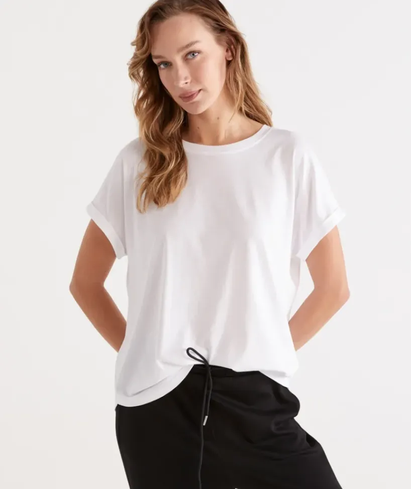 Australian Cotton Extended Roll Cuff Tee<Sussan Clearance