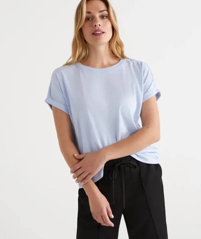 Australian Cotton Extended Roll Cuff Tee<Sussan Clearance