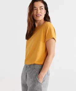 Australian Cotton Extended Roll Cuff Tee<Sussan Hot