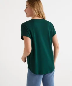Australian Cotton Extended Roll Cuff Tee<Sussan Hot
