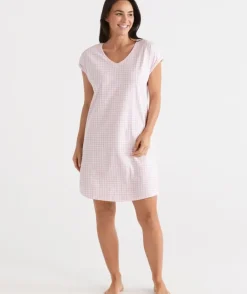 Australian Cotton Gingham V-Neck Nightie<Sussan New