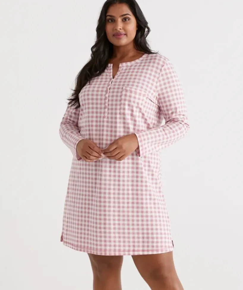 Australian Cotton Gingham Long Sleeve Night<Sussan Discount