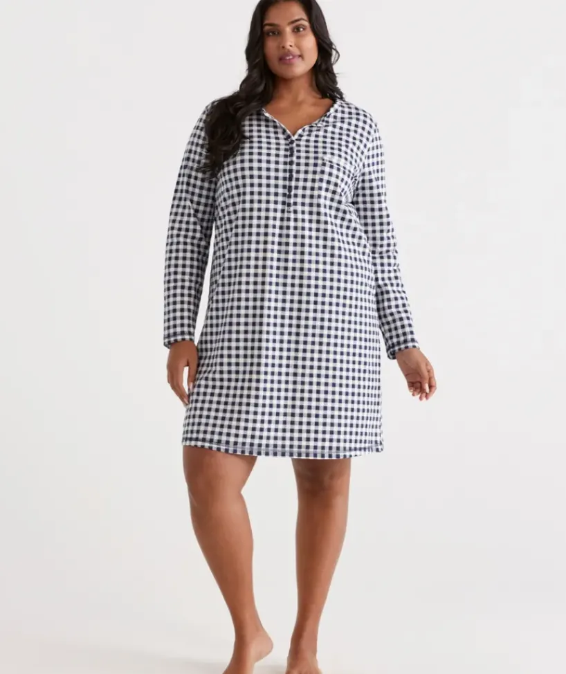 Australian Cotton Gingham Long Sleeve Night<Sussan Online