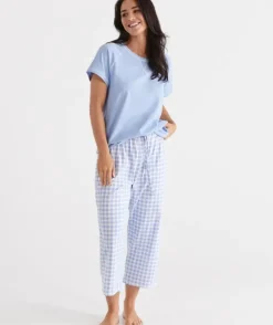Australian Cotton Gingham ¾ Pyjama Pant<Sussan Outlet