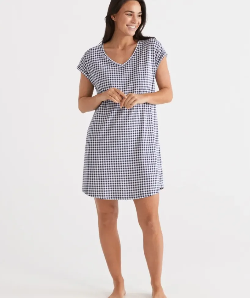 Australian Cotton Gingham V-Neck Nightie<Sussan Sale