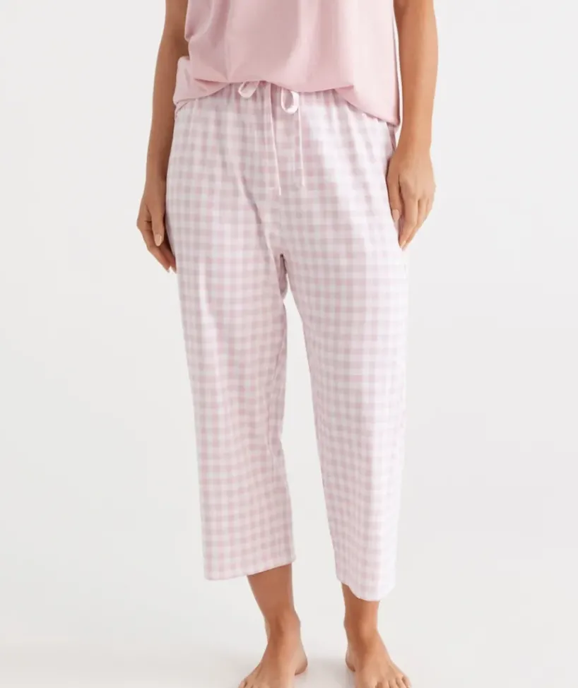 Australian Cotton Gingham ¾ Pyjama Pant<Sussan Hot