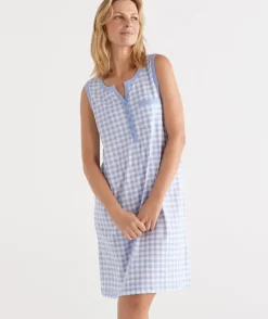 Australian Cotton Gingham Sleeveless Nightie<Sussan Outlet
