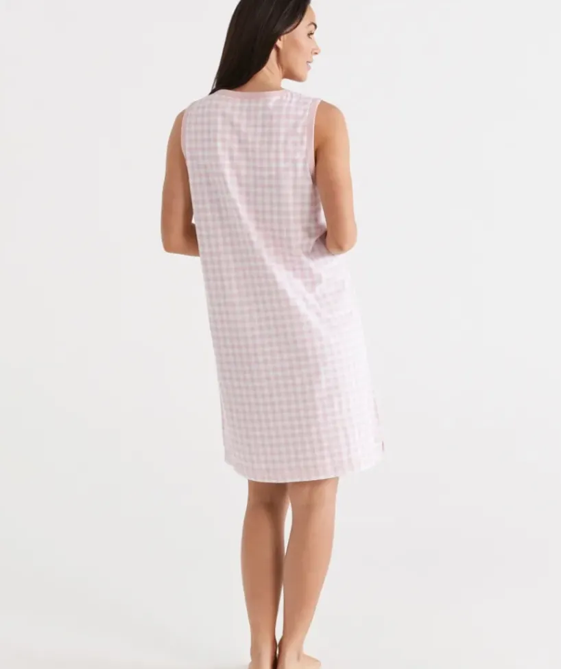 Australian Cotton Gingham Sleeveless Nightie<Sussan