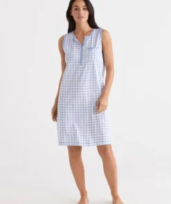 Australian Cotton Gingham Sleeveless Nightie<Sussan