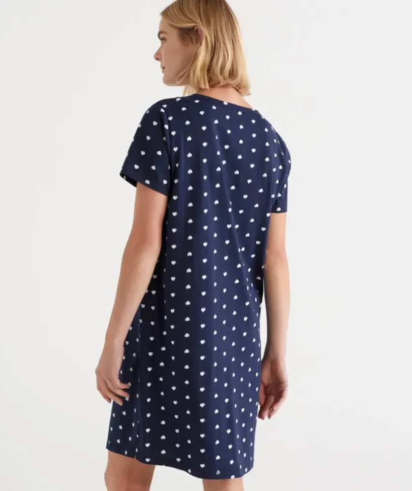 Australian Cotton Heart Print Henley Nightie<Sussan Best