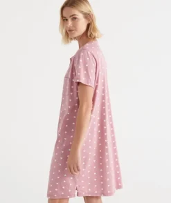 Australian Cotton Heart Print Henley Nightie<Sussan Online