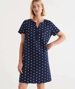 Australian Cotton Heart Print Henley Nightie<Sussan Online