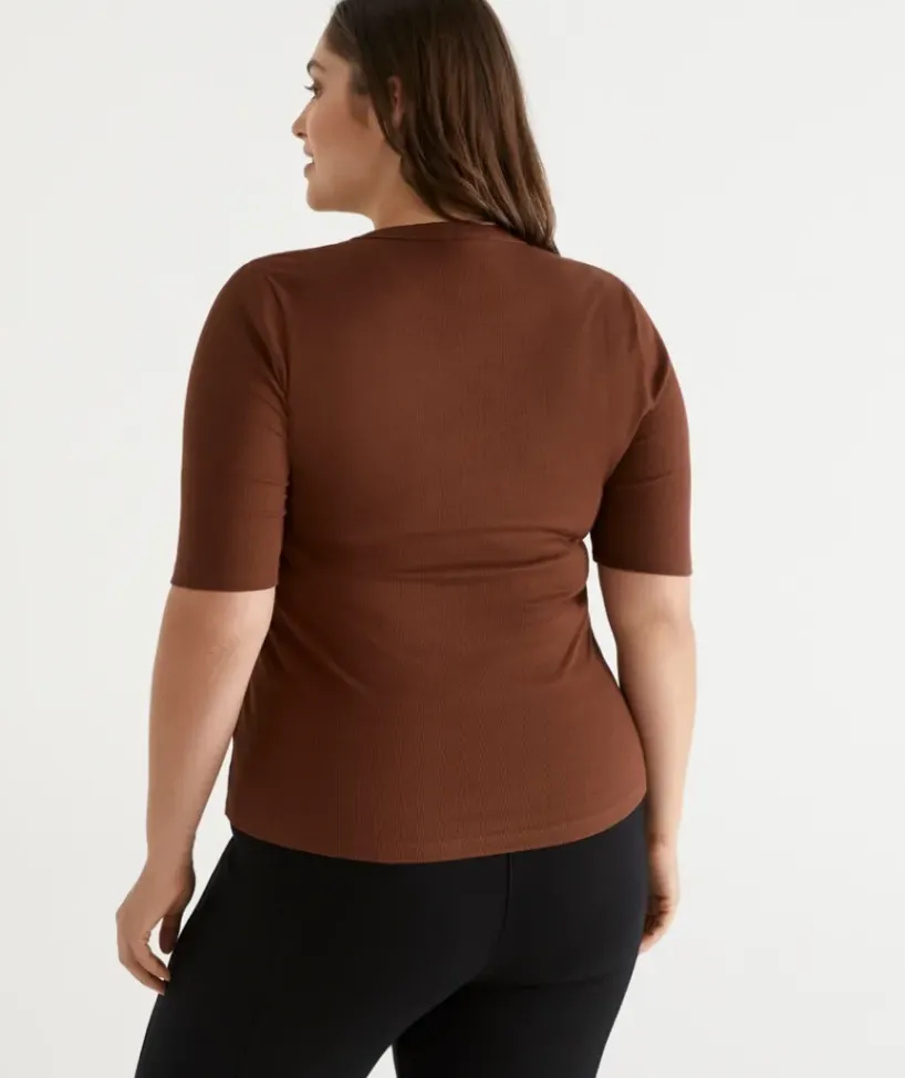 Australian Cotton Rib Elbow Sleeve Top<Sussan Online