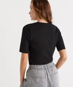 Australian Cotton Rib Elbow Sleeve Top<Sussan Online