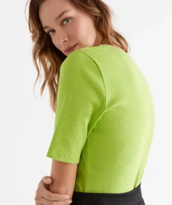 Australian Cotton Rib Elbow Sleeve Top<Sussan Best