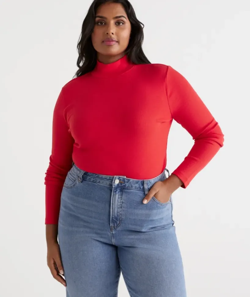 Australian Cotton Rib Mock Top<Sussan New