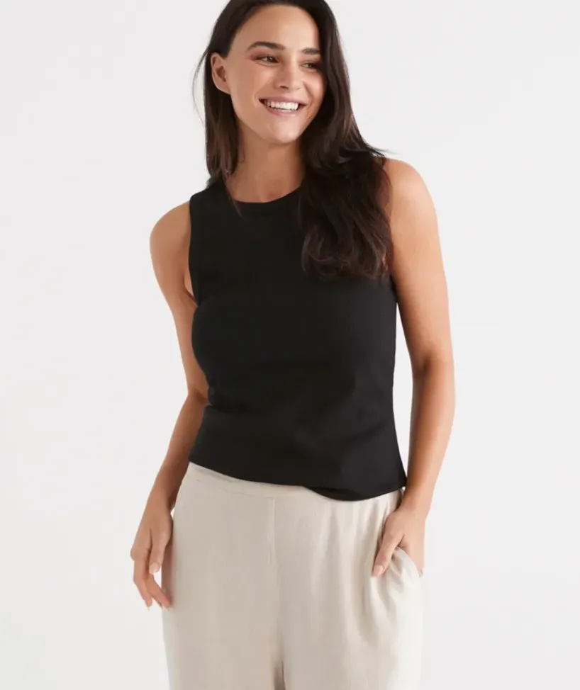 Australian Cotton Rib Racer Tank<Sussan Sale