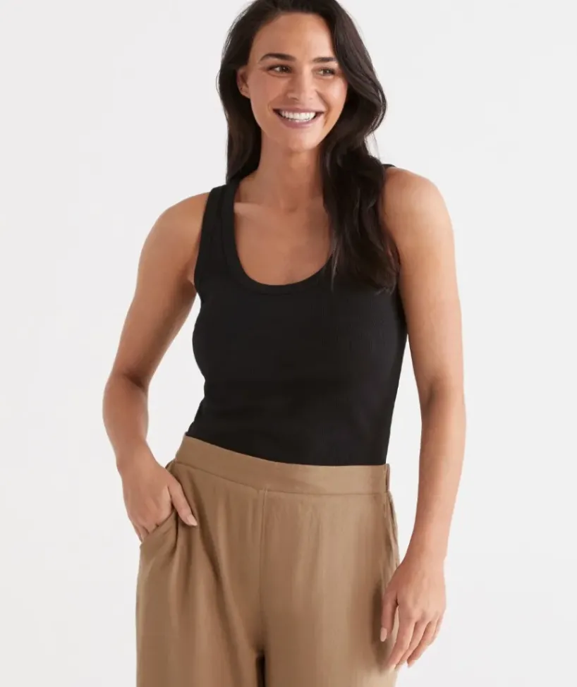Australian Cotton Scoop Rib Tank<Sussan