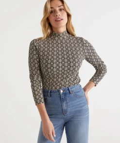 Australian Cotton Stamp Geo Rib Top<Sussan Discount