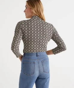 Australian Cotton Stamp Geo Rib Top<Sussan Discount