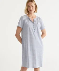Australian Cotton Stripe Henley Nightie<Sussan Sale