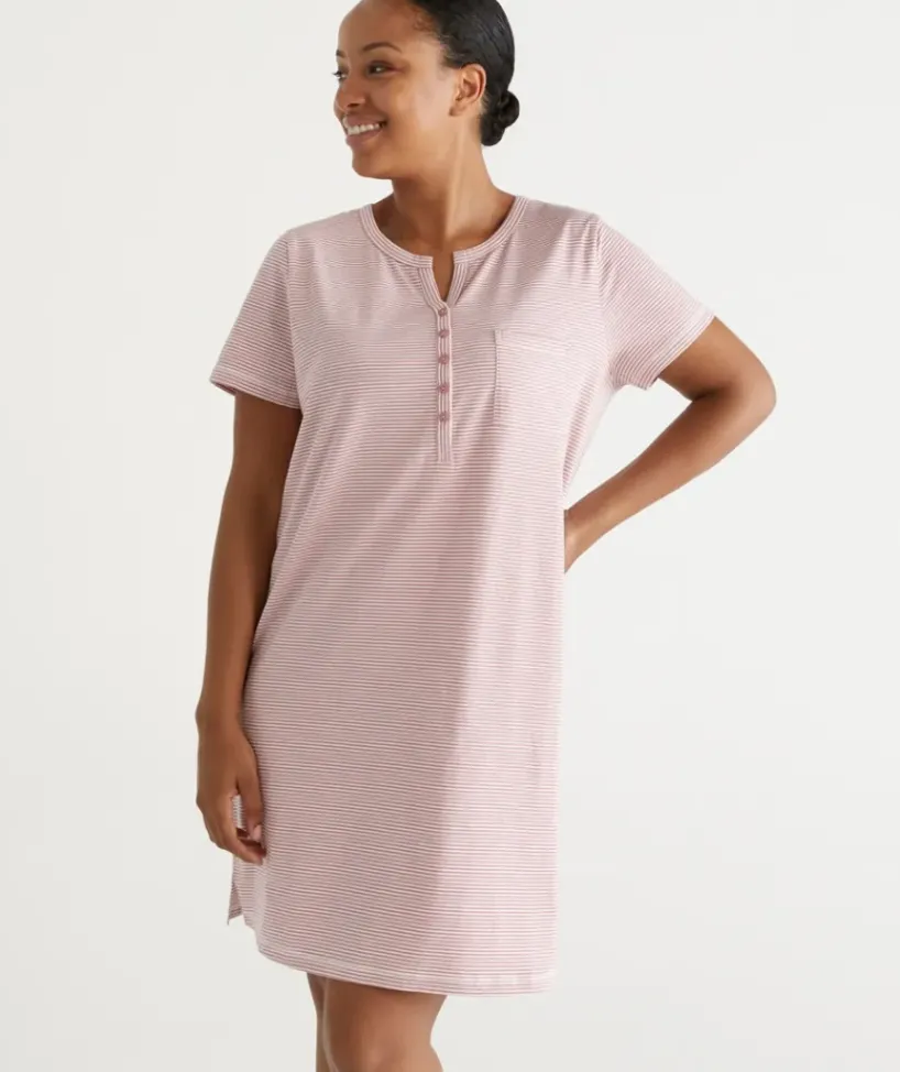 Australian Cotton Stripe Henley Nightie<Sussan Sale