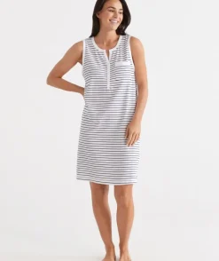 Australian Cotton Stripe Sleeveless Nightie<Sussan Best