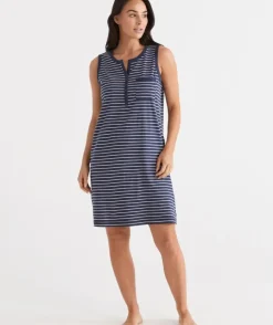 Australian Cotton Stripe Sleeveless Nightie<Sussan Best